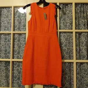 NWT J.Crew 2p coral/bright orange tweed sheath